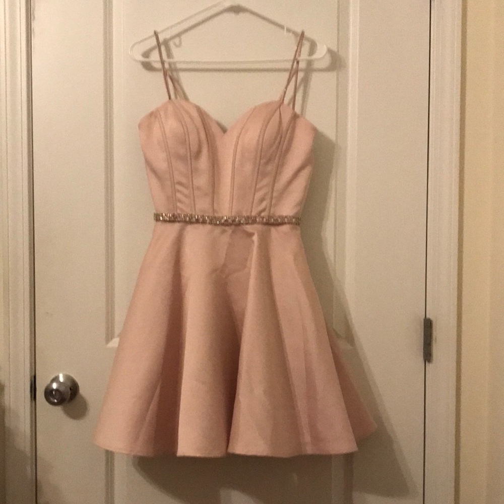 Pretty pink/ rose gold dress with beading details/ dry clean only